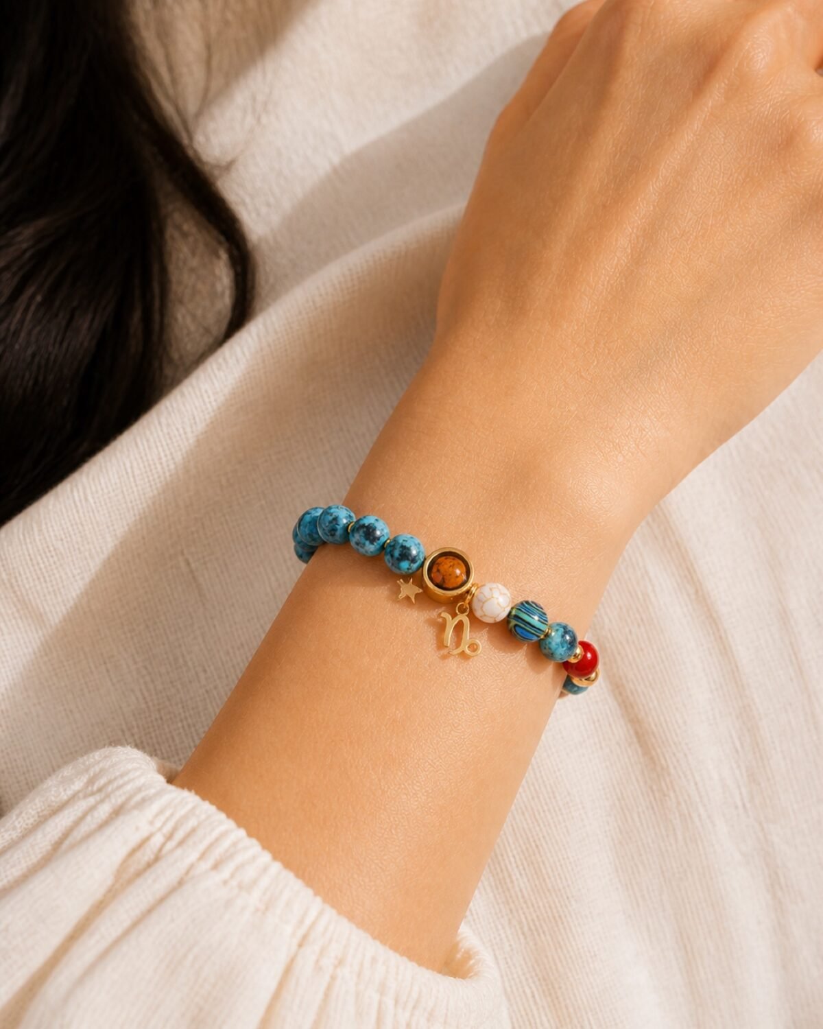 capricorn-blue-light-skin Capricorn Blue Horizon Zodiac Stone Bracelet