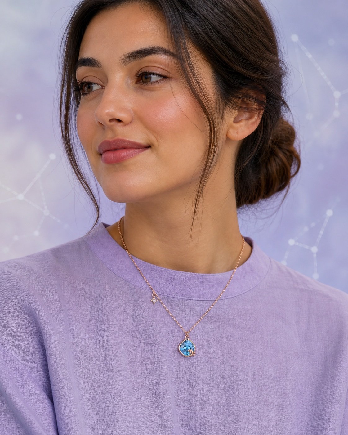 Capricorn Rose Gold Crystal Zodiac Necklace