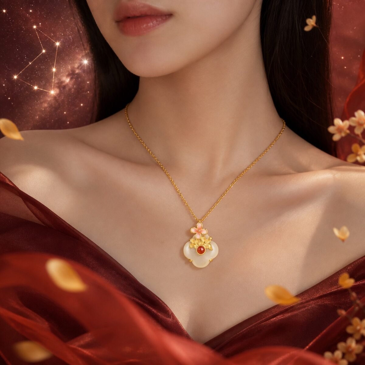 Capricorn Eastern Zodiac Guardian Flower Goddess Necklace – Osmanthus