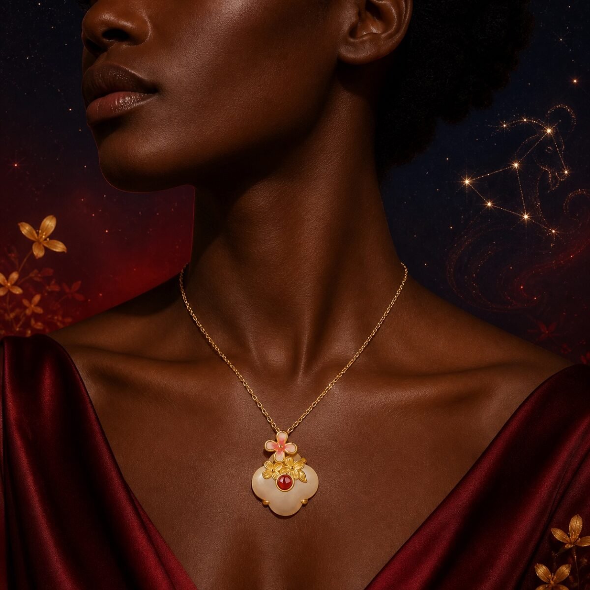 Capricorn Eastern Zodiac Guardian Flower Goddess Necklace – Osmanthus