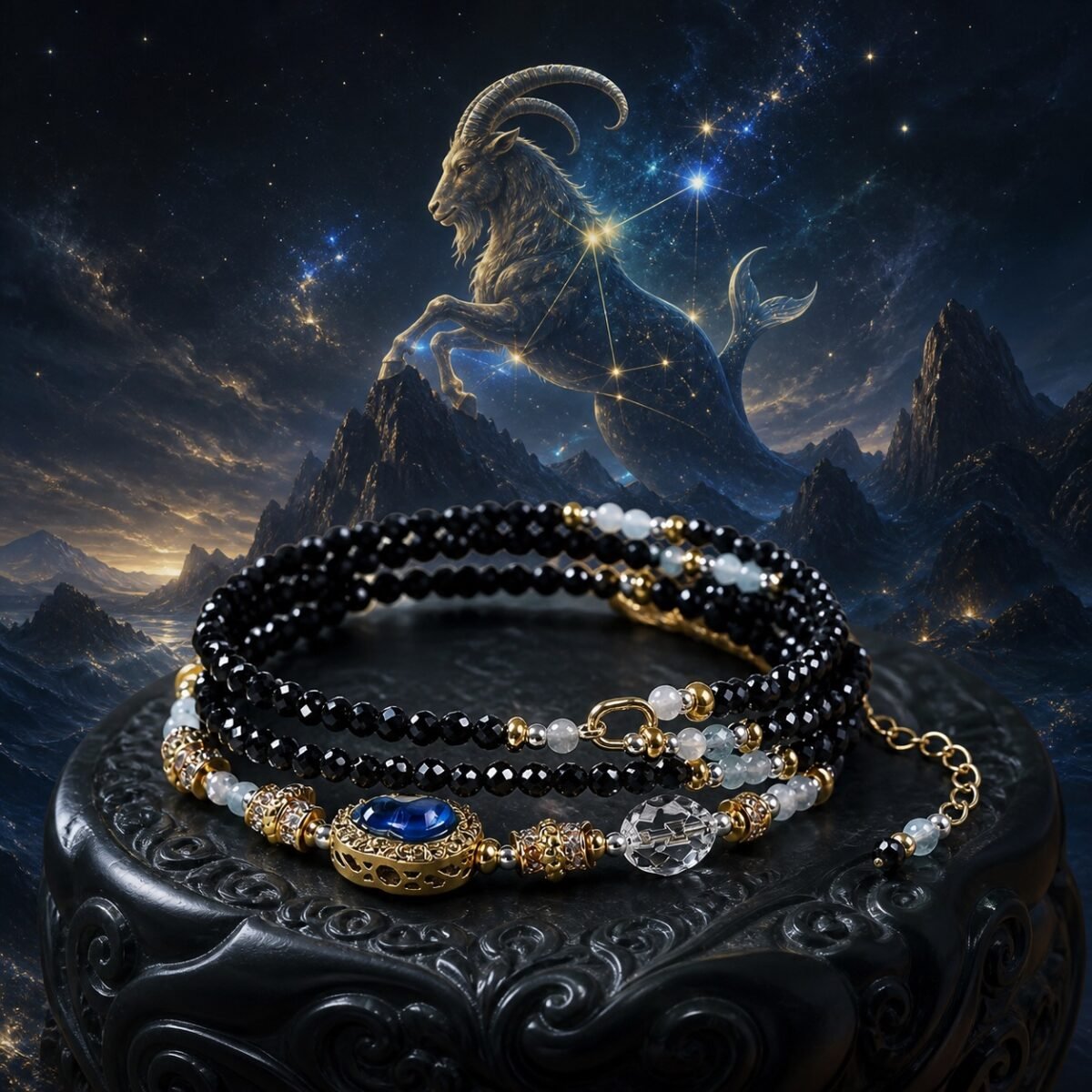 Capricorn Elemental Zodiac Crystal Wrap Bracelet