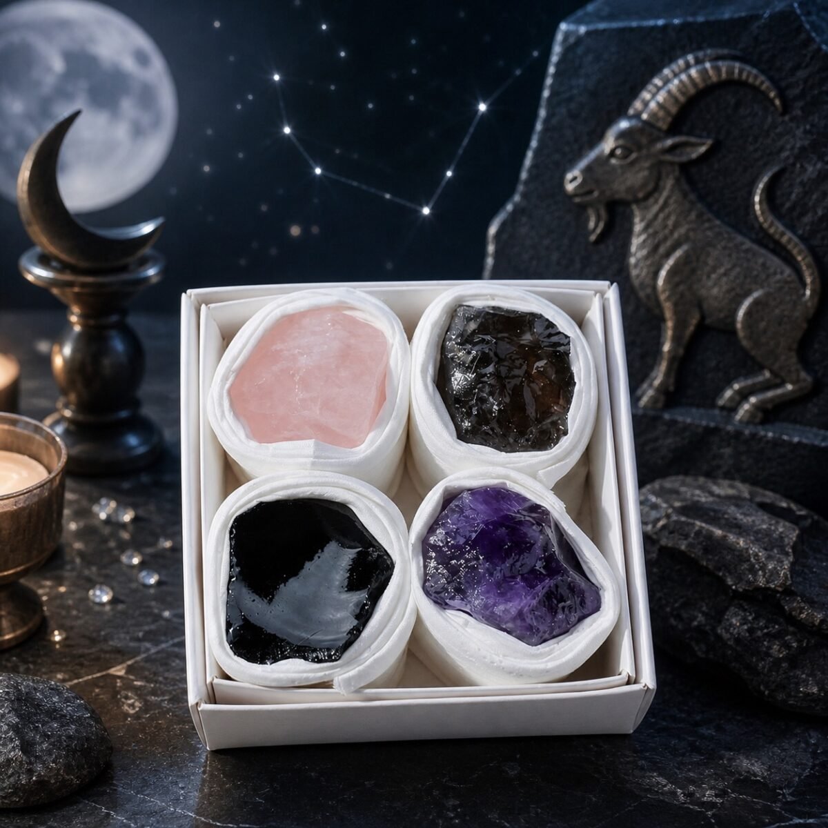 Capricorn Four Raw Crystal Gift Set