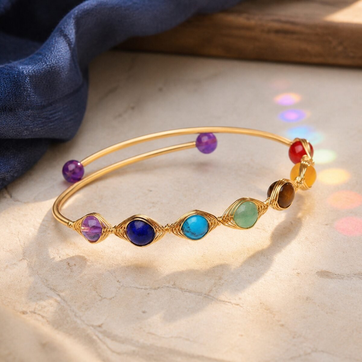 Chakra Spectrum Wire-Wrapped Bangle