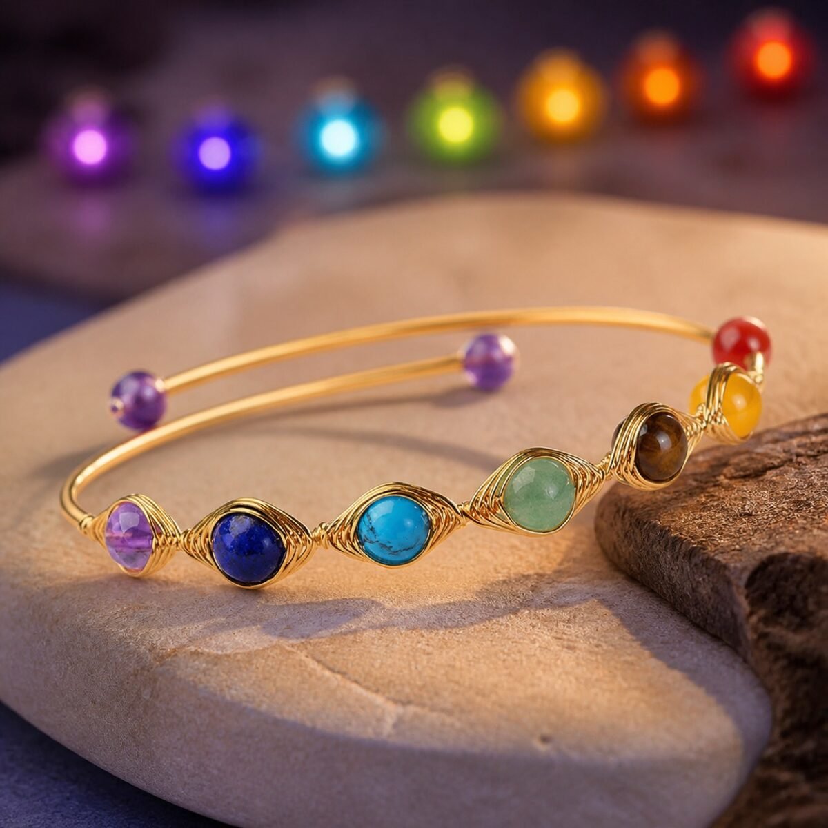 Chakra Spectrum Wire-Wrapped Bangle