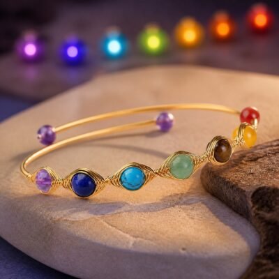 Chakra Spectrum Wire-Wrapped Bangle
