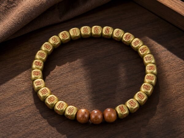 Cinnabar Golden Mantra Copper Protection Bracelet