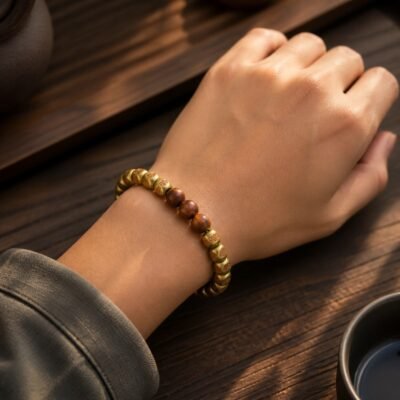 Cinnabar Golden Mantra Copper Protection Bracelet