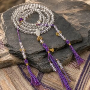 Clear Quartz Amethyst Tassel Mala
