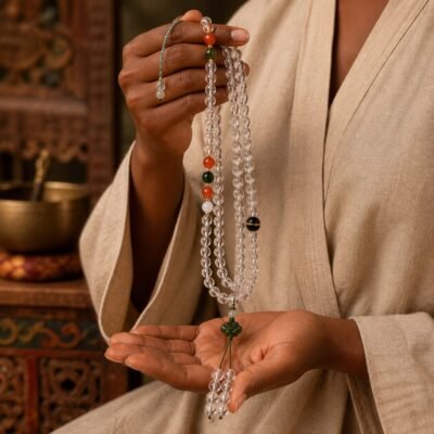 clear-quartz-green-carved-accent-mala-wear-dark Clear Quartz Green Carved Accent Mala