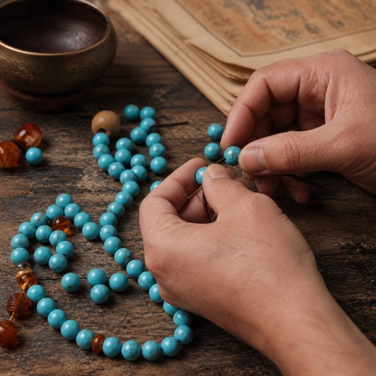 Premium Color-Enhanced Blue Turquoise Beads for DIY Mala Making