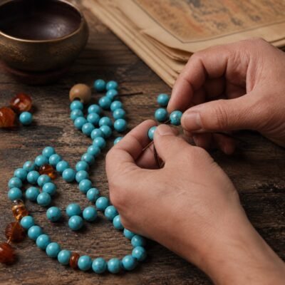 Premium Color-Enhanced Blue Turquoise Beads for DIY Mala Making