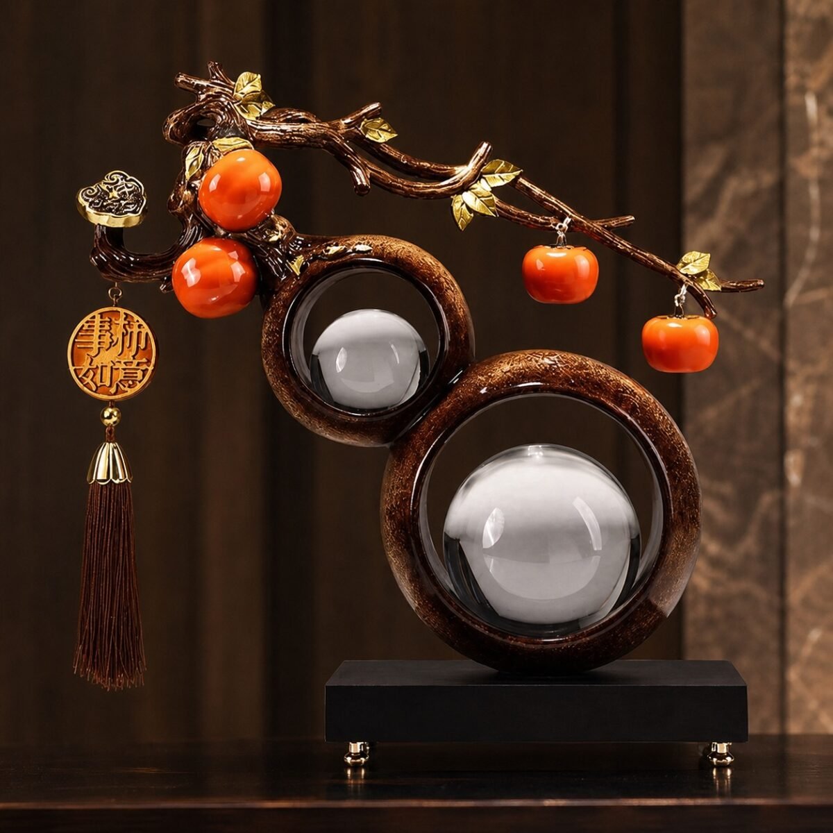 Crystal Sphere Gourd Blessing Display
