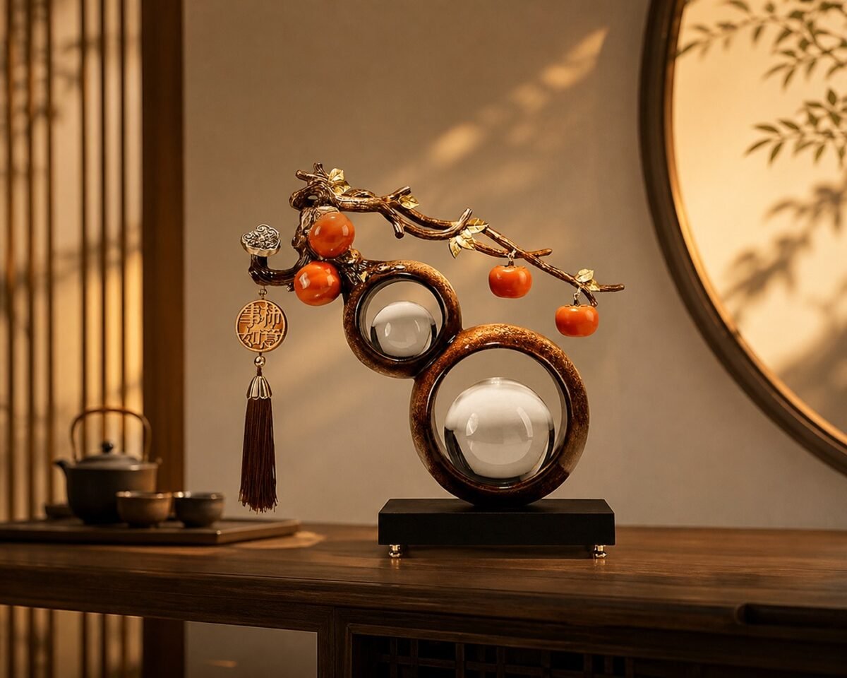 Crystal Sphere Gourd Blessing Display