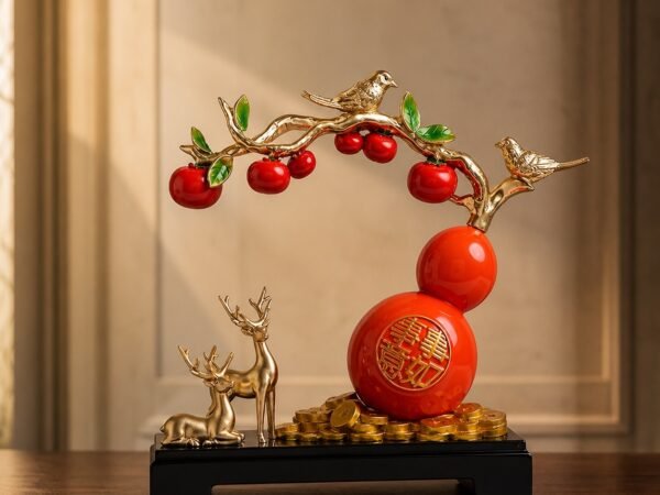 Deer & Gourd Auspicious Blessing Display