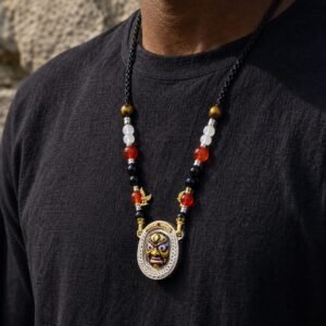 Double-Sided Jambhala Wealth Deity Amulet Necklace - Tibetan Silver