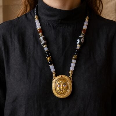 Double-Sided Jambhala Wealth Deity Amulet Necklace