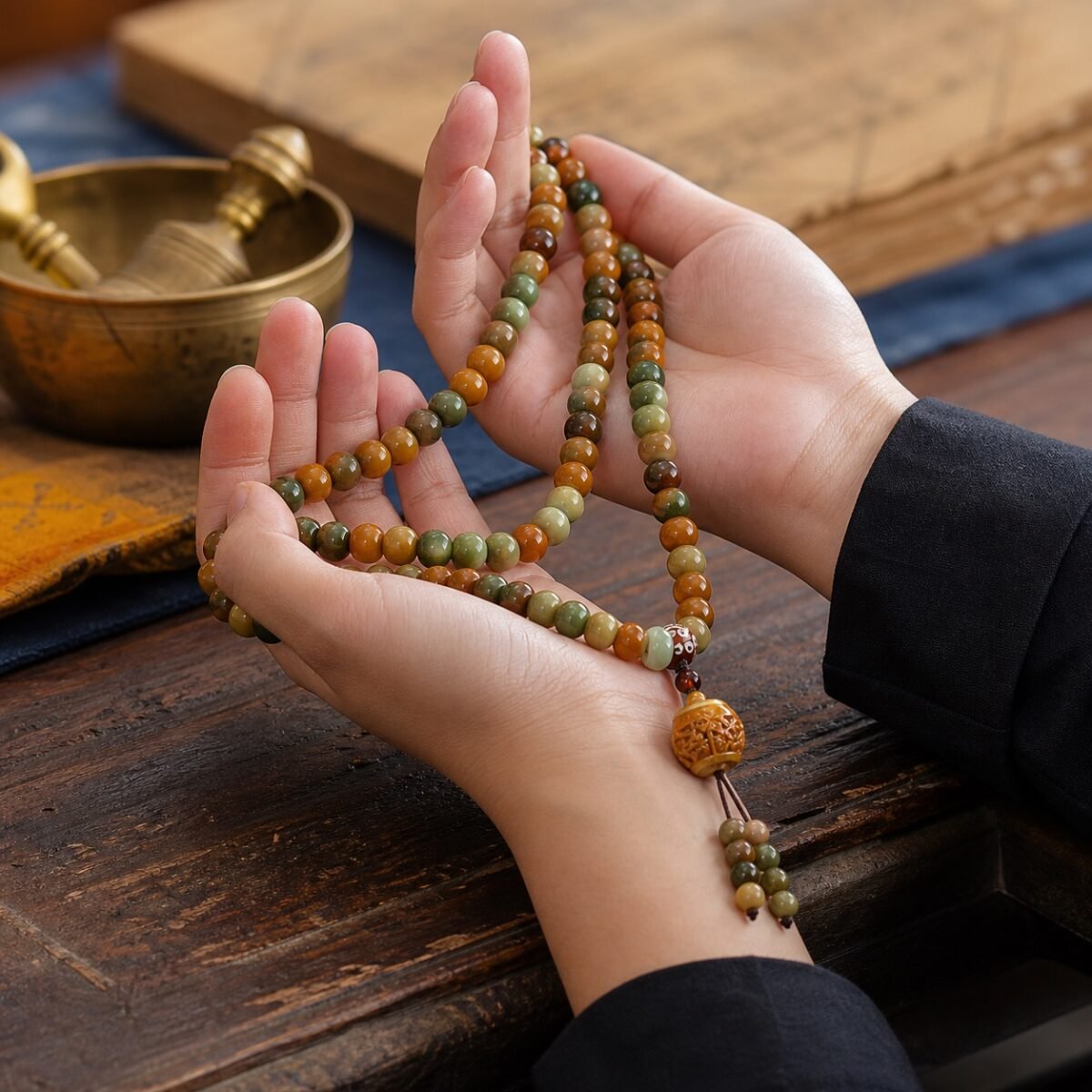 Dunhuang-Inspired 108-Bead Meditation Mala – Flying Apsara