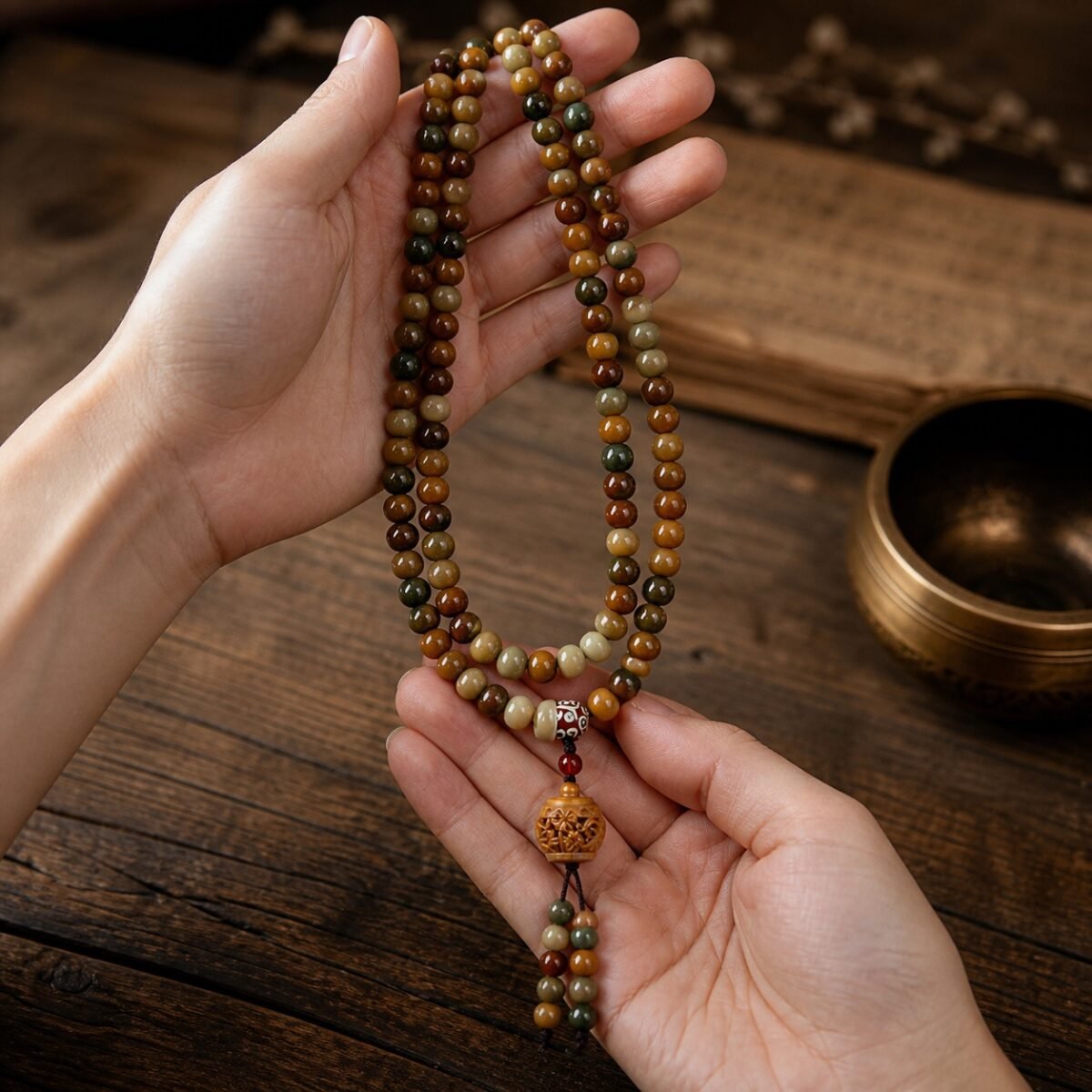 Dunhuang-Inspired 108-Bead Meditation Mala – Flying Apsara