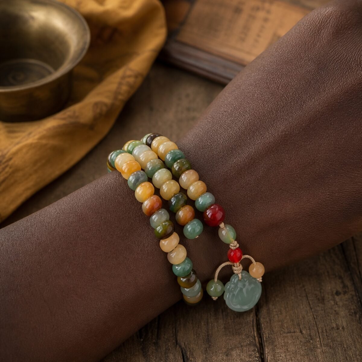 Dunhuang-Inspired Double-Wrap Bead Bracelet – Breeze Wave