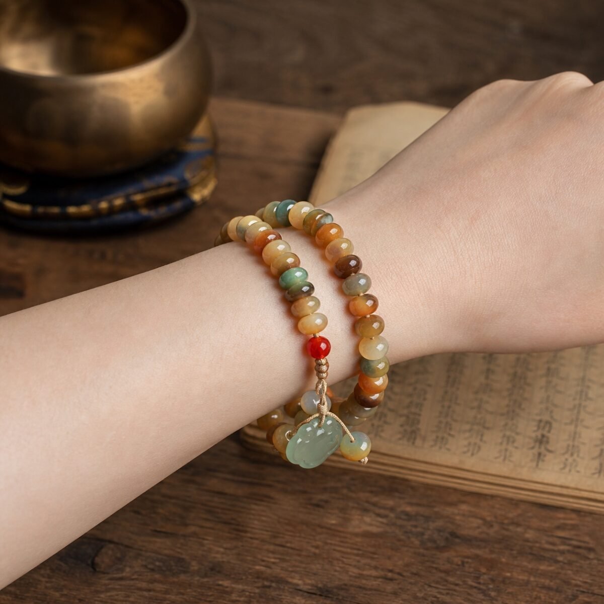 Dunhuang-Inspired Double-Wrap Bead Bracelet – Breeze Wave