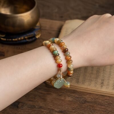 Dunhuang-Inspired Double-Wrap Bead Bracelet – Breeze Wave