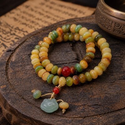 Breeze Wave Bead Bracelet in jade, honey, amber, and earth tones
