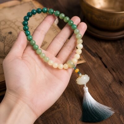 Dunhuang-Inspired Hand-Held Prayer Strand – Gradient Lotus