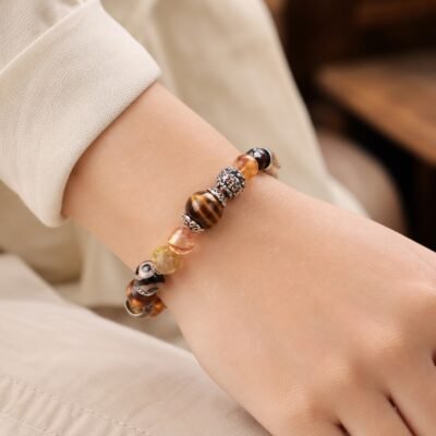 earth-abundance-vajra-multi-gemstone-bracelet-03-wearing Golden Ground Vajra Abundance Bracelet