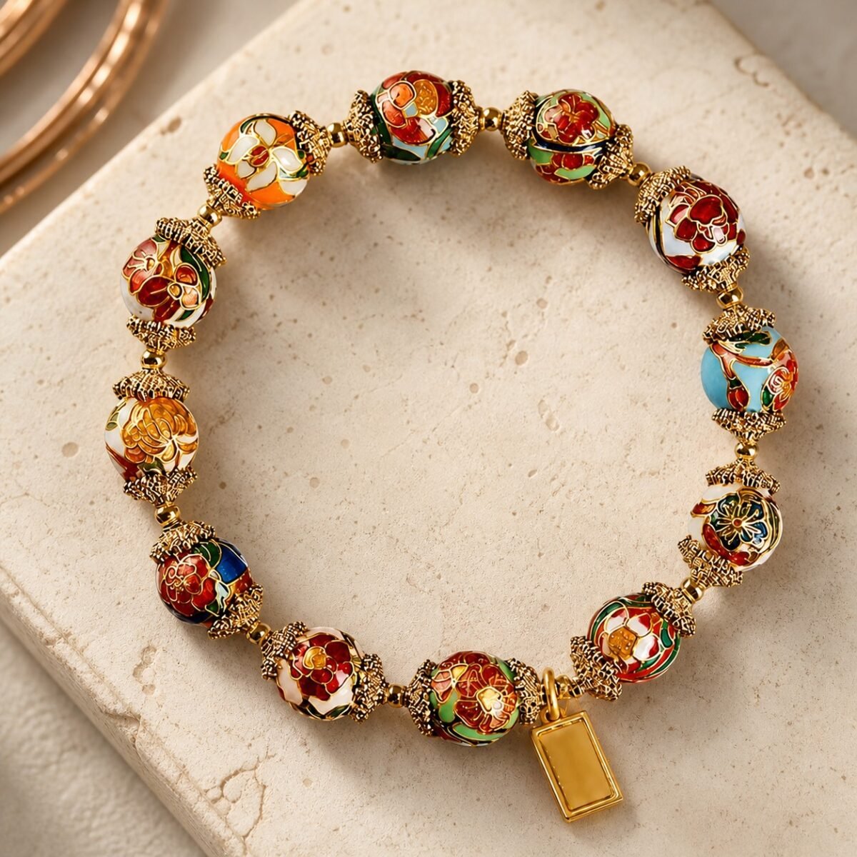 eastern-zodiac-birth-flower-guardian-bracelet-01-main Eastern Zodiac Birth Flower Guardian Bracelet with twelve enamel floral beads and gold-tone details