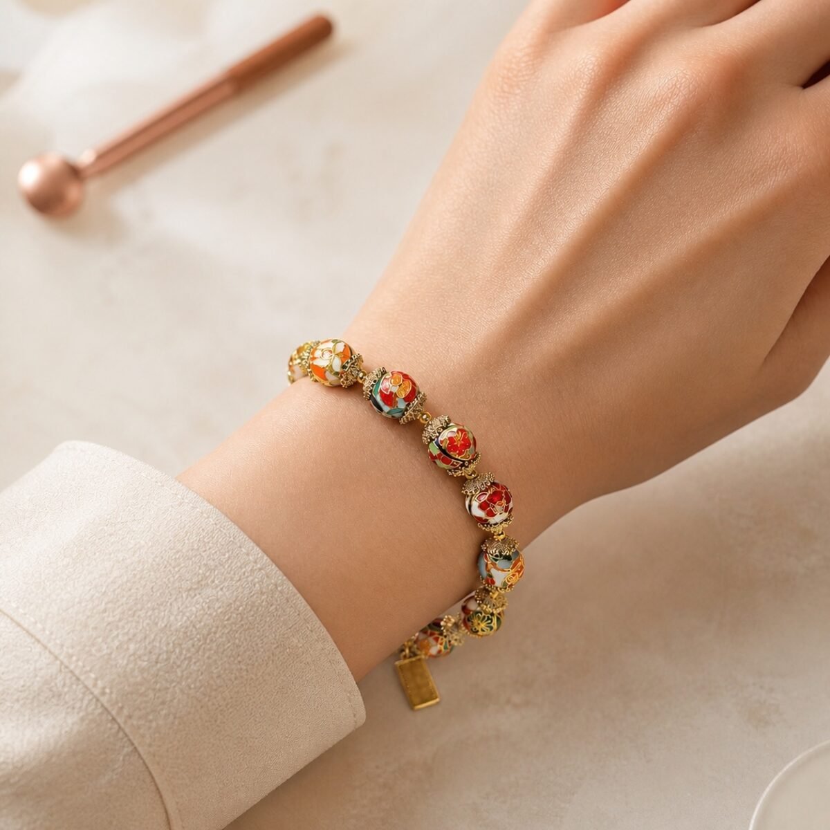 eastern-zodiac-birth-flower-guardian-bracelet-02-wearing-front Eastern Zodiac Birth Flower Guardian Bracelet