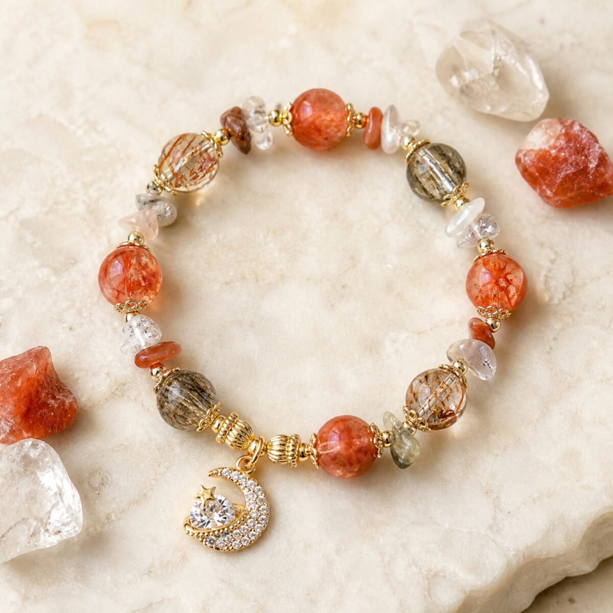 Fire Quartz Star Moon Bracelet