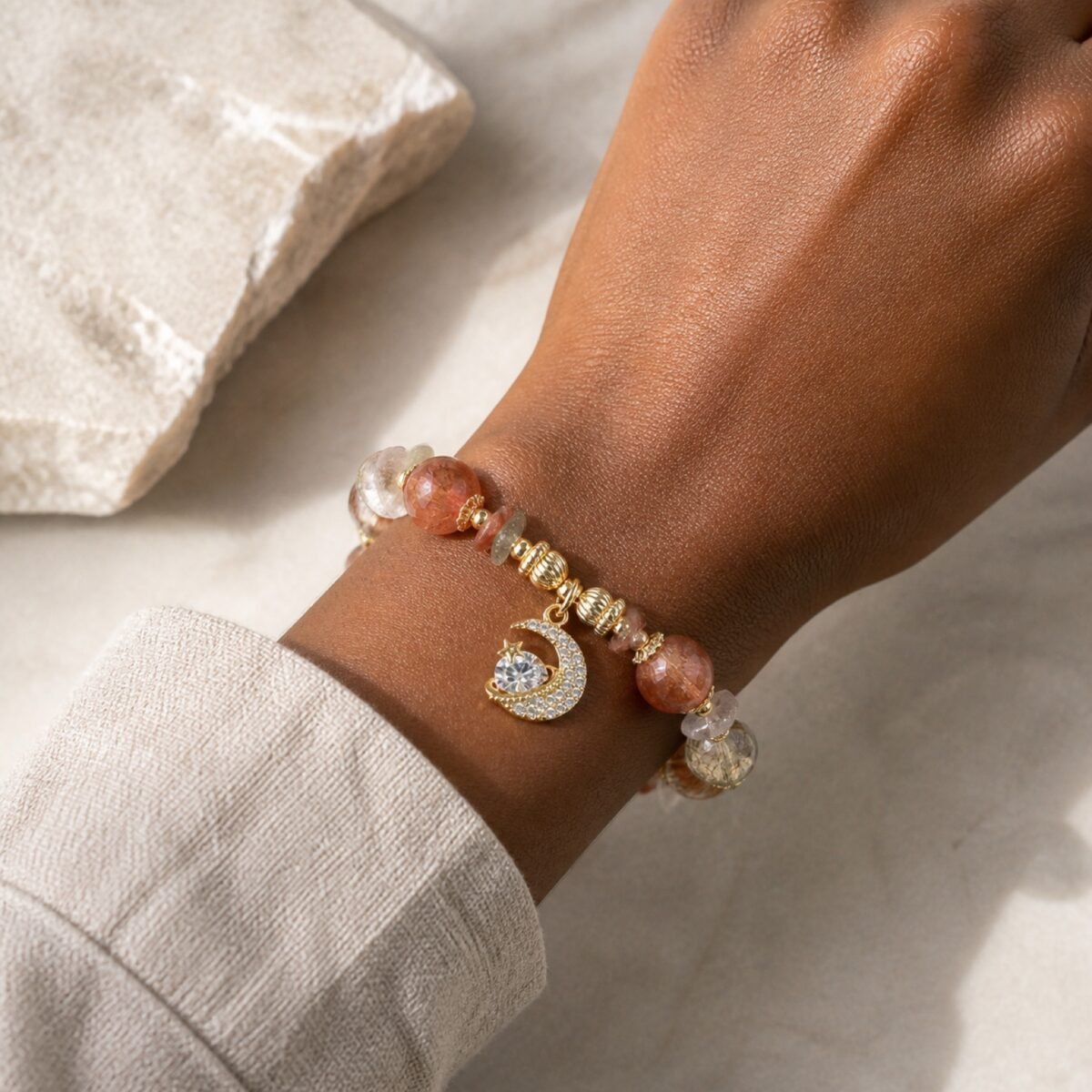 Fire Quartz Star Moon Bracelet