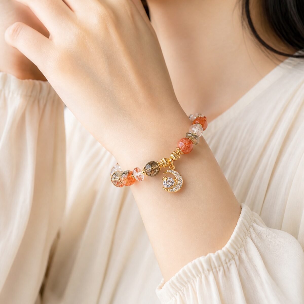Fire Quartz Star Moon Bracelet
