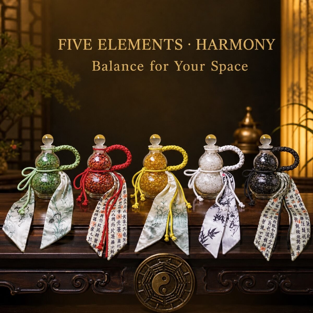 Five Elements Feng Shui Crystal Gourd Charm