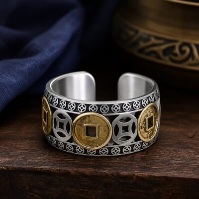 Five Emperor Coin Adjustable Ring