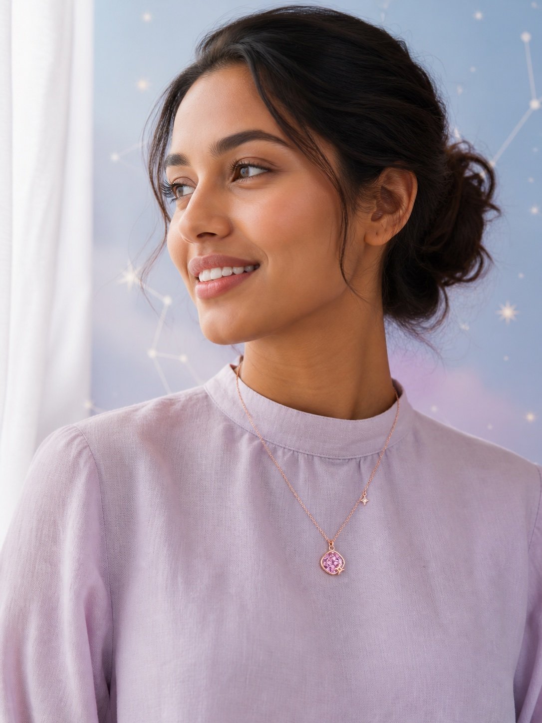 Gemini Rose Gold Crystal Zodiac Necklace