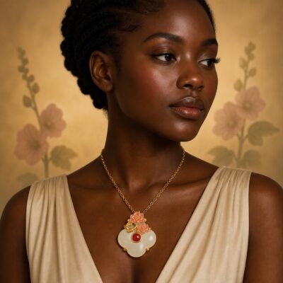 Gemini Eastern Zodiac Guardian Flower Goddess Necklace – Hollyhock