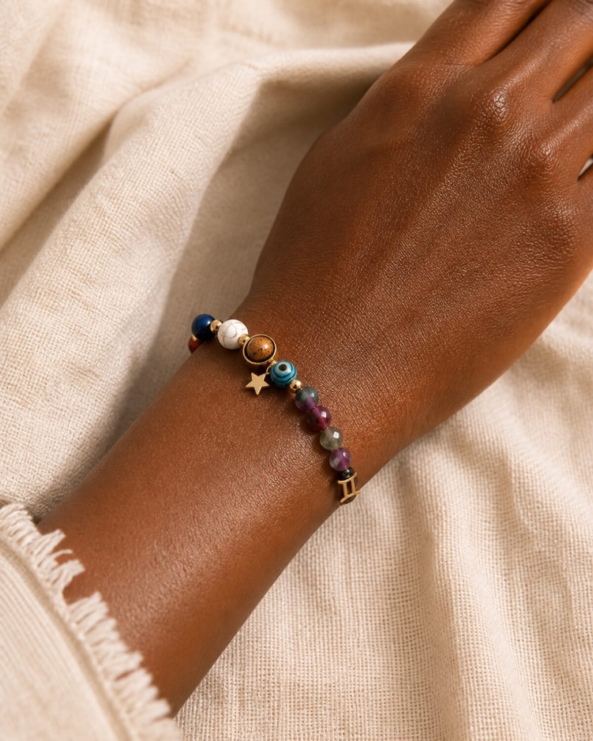 Gemini Celestial Light Planetary Bead Bracelet