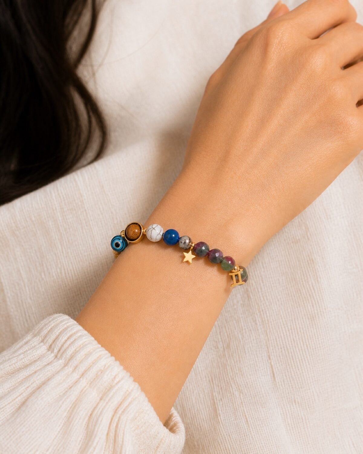 Gemini Celestial Light Planetary Bead Bracelet