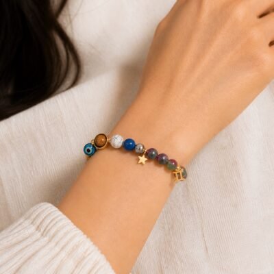 Gemini Celestial Light Planetary Bead Bracelet