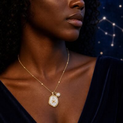 Gemini Pearlescent Zodiac Birthstone Necklace