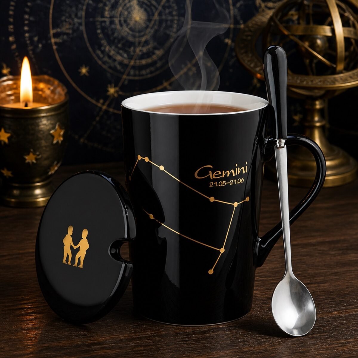 Gemini Zodiac Constellation Ceramic Mug & Spoon Set