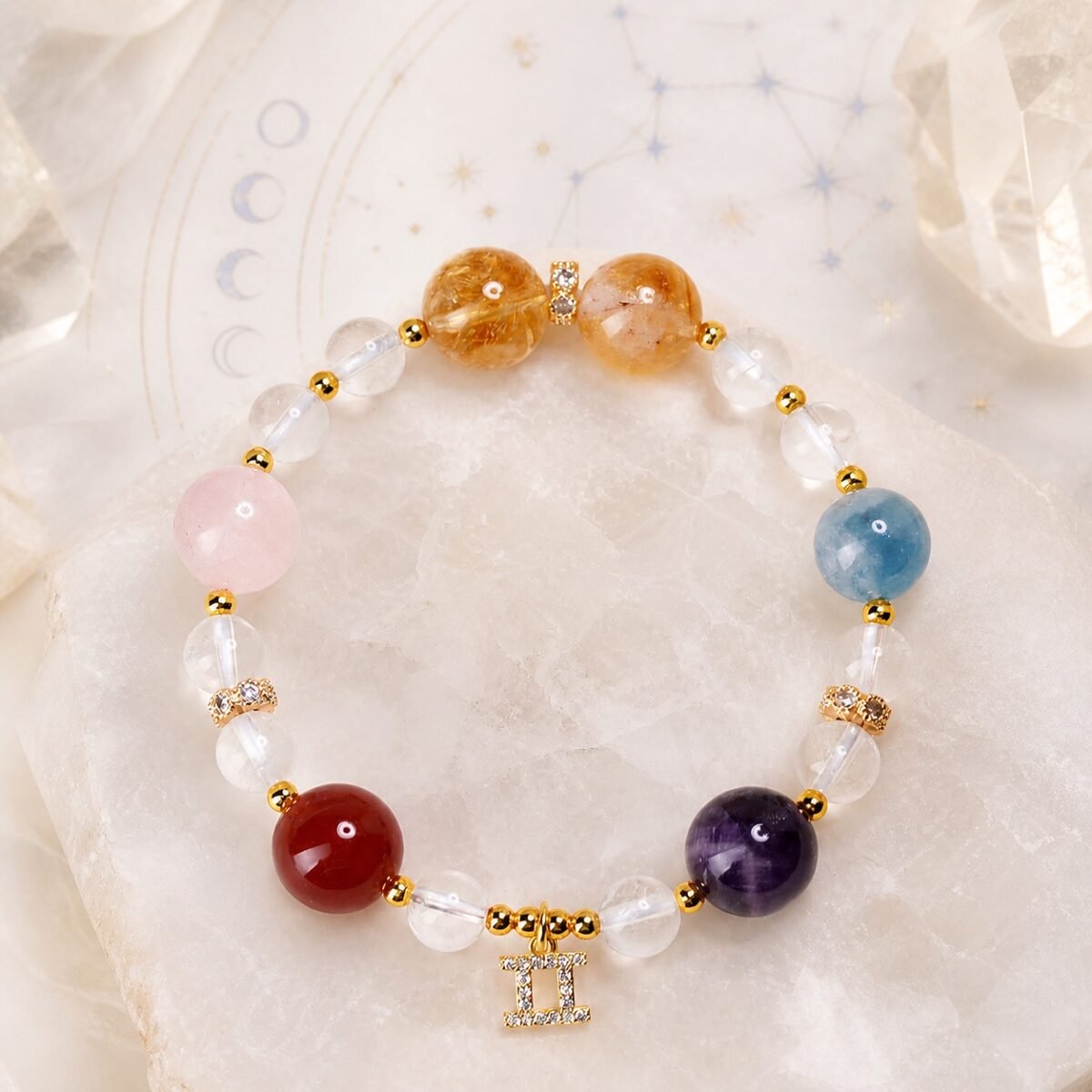 Gemini Twin Flame Zodiac Crystal Bracelet