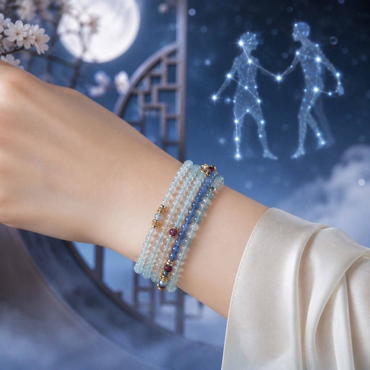 Gemini Elemental Zodiac Crystal Wrap Bracelet