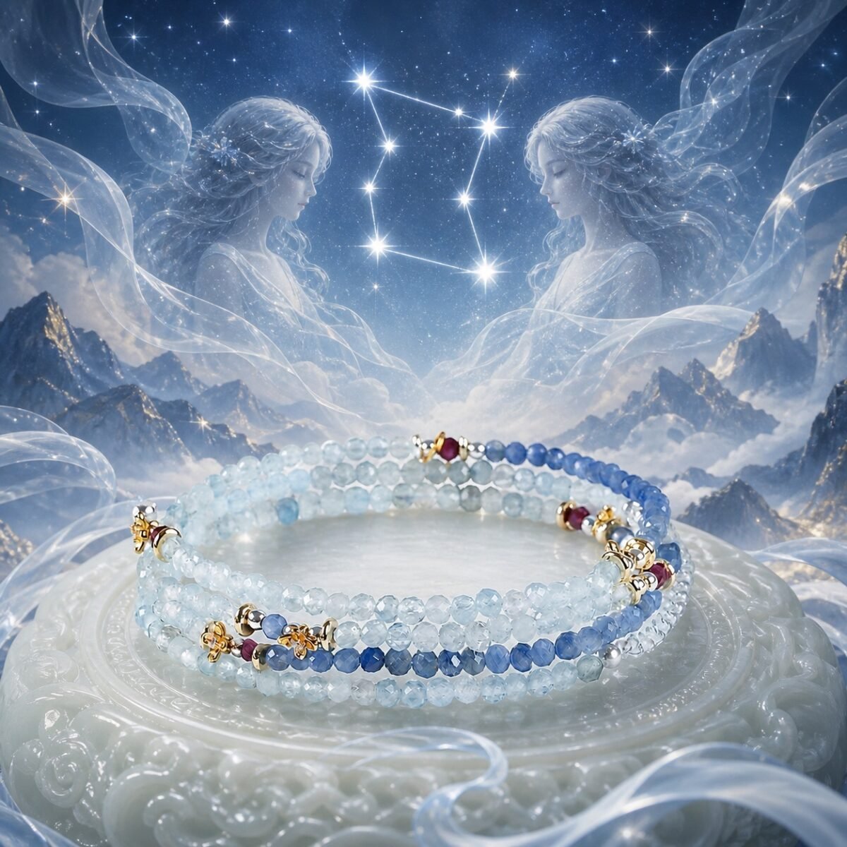 Gemini Elemental Zodiac Crystal Wrap Bracelet