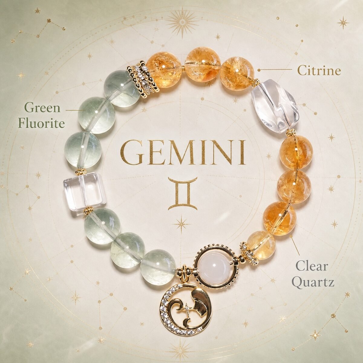 Gemini Zodiac Crystal Talisman Bracelet