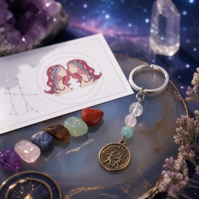 Gemini Seven Chakra Crystal Keychain Gift Set