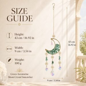 Gemstone Moon Suncatcher - Aventurine Moon