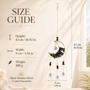 Gemstone Moon Suncatcher - Black Obsidian Moon