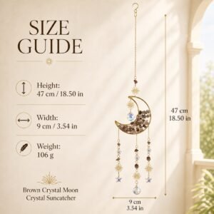 Gemstone Moon Suncatcher - Brown Crystal Moon